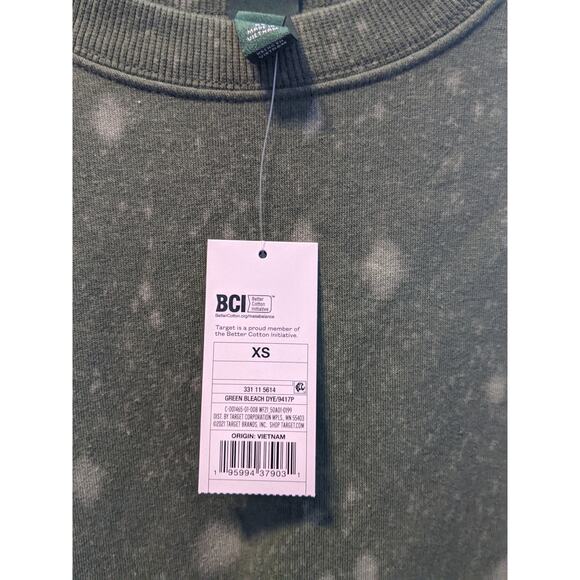 Oversized Sweatshirt Bleach Spots Wild Fable Green Tie-Dye XS Lounge Casual Cozy - Picture 5 of 8